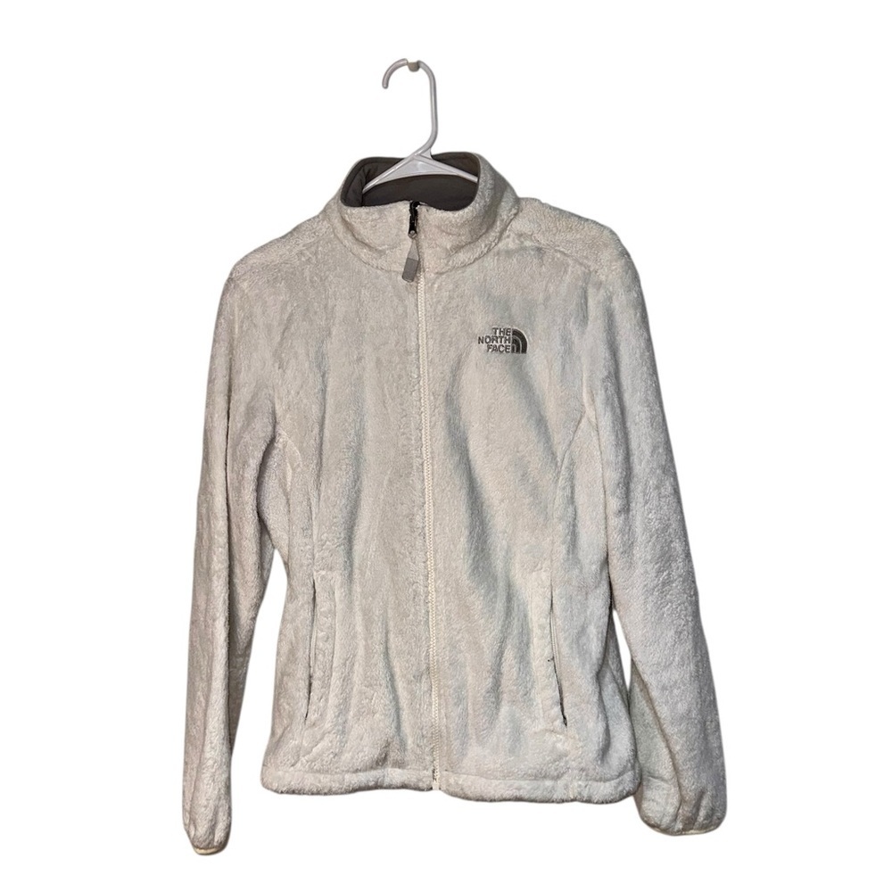 The North Face Gray and White Fleece Jacket Medium (soft, fuzzy)